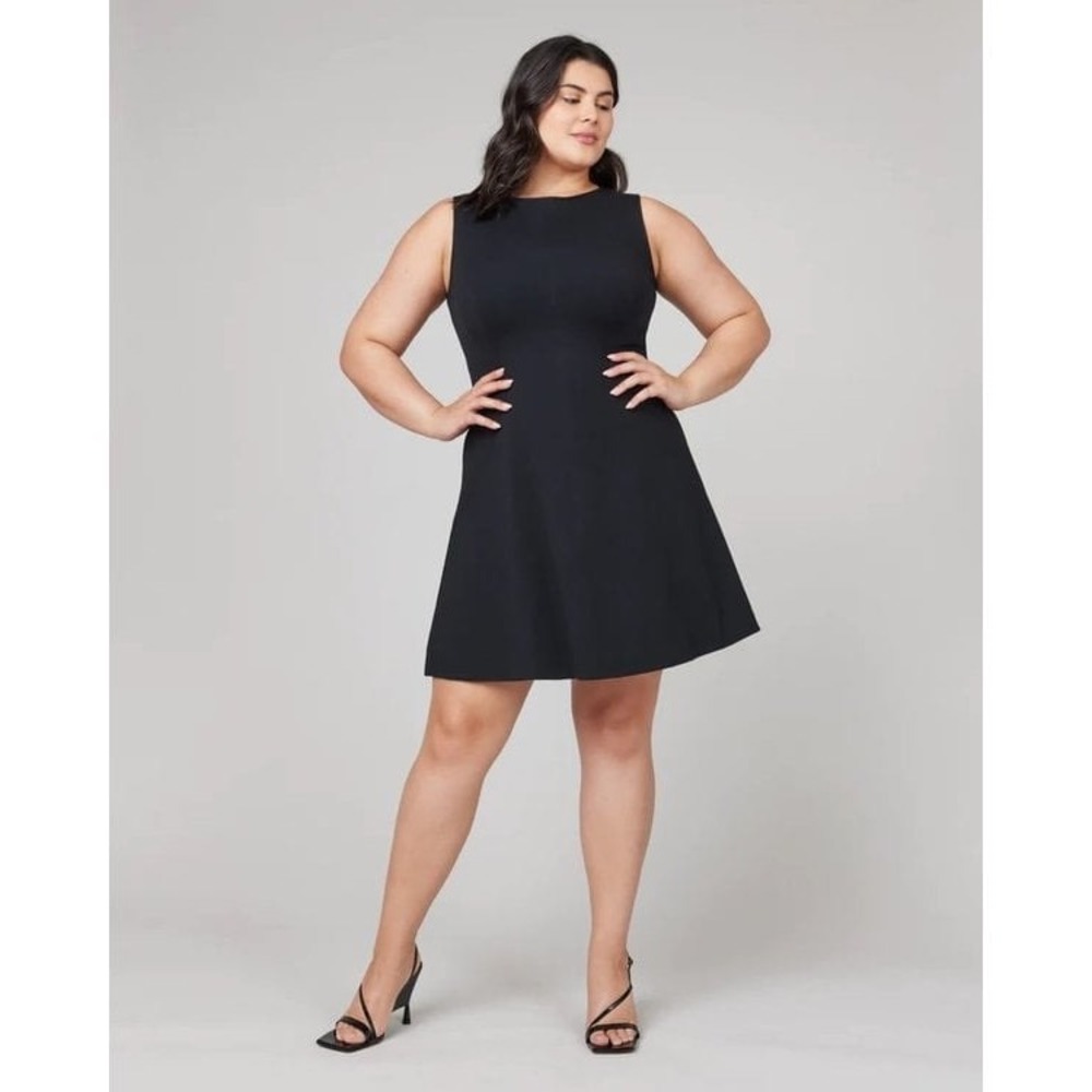 SPANX Perfect Fit & Flare Dress Classic Black Sleeveless Zipper Midi M New W Tag